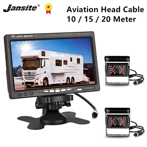 Jansite 7'' HD Car Monitor rear view camera Aviation head Waterproof 4 pin camera Excavator Harvester truck 12-24V Reverse iamge ► Photo 1/6