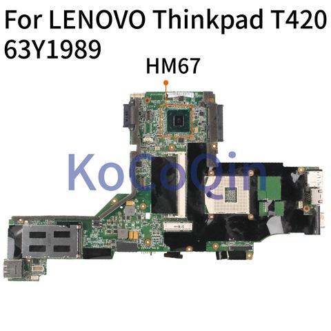 KoCoQin 63Y1989 63Y1697 63Y1967 04W2045 04W1345 Laptop motherboard For LENOVO Thinkpad T420 T420I Mainboard NZM3I-6 Core HM67 ► Photo 1/4