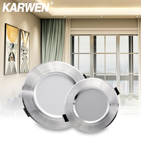 KARWEN LED Downlight AC 220V 230V 240V Silver Body Ceiling light 5W 9W 12W 15W 18W Led spotlight for living room ► Photo 1/6