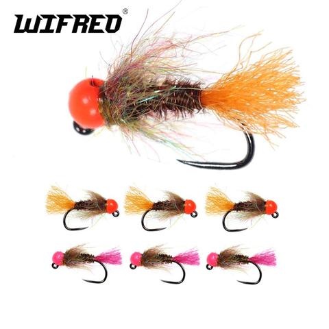 Wifreo 12pcs Fly Fishing Nymph Tungsten Bead Barbless Fly Jig Hook Nymphs Flies Czech Nymphing Fishing Bait for Trout Salmon ► Photo 1/6