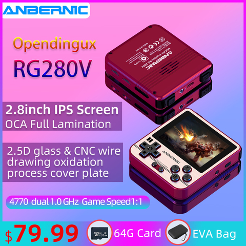 NEW RG280V ANBERNIC Retro Game Console Open Sourse System CNC Shell PS1 Game Player Portable Pocket RG280 Handheld Game Console ► Photo 1/6