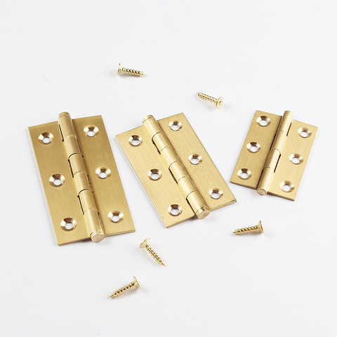 Solid Brass Cabinet Door Hinges Gold Cupboard Furniture Folding Butt Hinges 2