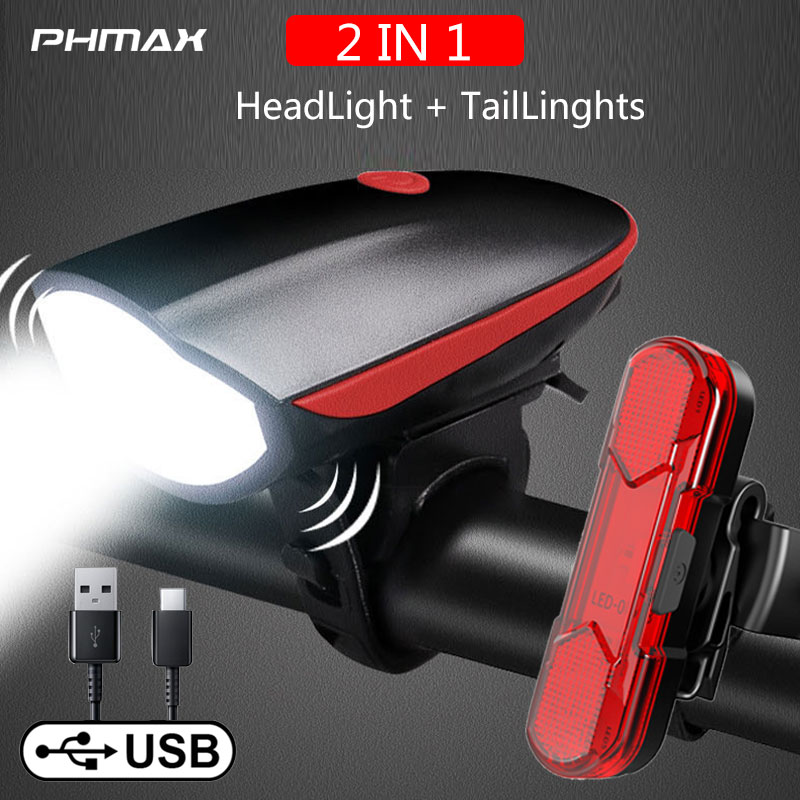 Solar Powered Bike Light With 140dB Horn Waterproof Rechargeable LED Bicycle Set 