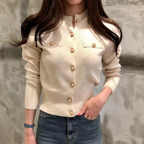 Lucyever Fashion Women Cardigan Sweater Spring Knitted Long Sleeve Short Coat Casual Single Breasted Korean Slim Chic Ladies Top ► Photo 1/6