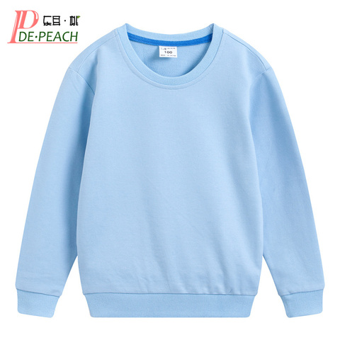 DE PEACH Autumn Cotton Children Loose Casual Sweatshirt Baby Boys Girls Pullover Shirts Teenager Kids Solid Color Bottoming Tops ► Photo 1/6