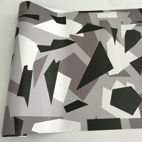 Black White Gray Arctic Camouflage Vinyl Car Wraps Adhesive PVC Vehicle Hood Roof Motorcycle Scooter Decal Sticker Sheet Rolls ► Photo 1/6