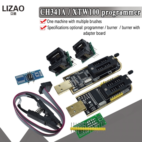 CH341A XTW100 24 25 Series EEPROM Flash BIOS CH341 USB Programmer Module + SOIC8 SOP8 Test Clip For EEPROM 93CXX / 25CXX / 24CXX ► Photo 1/6