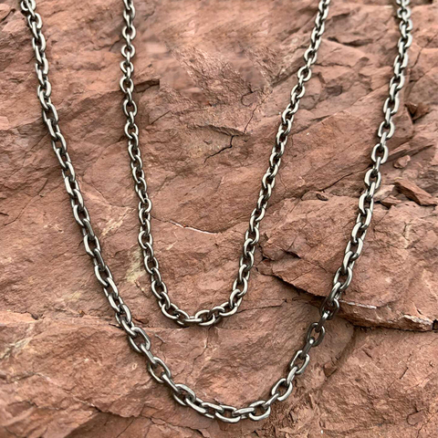 3mm / 3.2 mm / 4.2 mm width titanium TA1 necklace 65 cm length O-type chain weld ► Photo 1/6