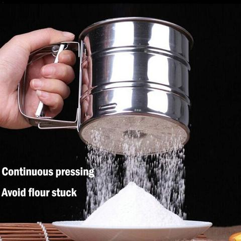 Flour Sieve Cup Semi-automatic Handheld Flour Sugar Sifter Baking