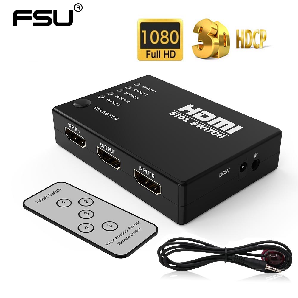 katolsk Folkeskole aflange FSU 5 in 1 Out HDMI Switch 1080P Video 5 Ports Adapter HDMI Switcher HDMI  Splitter with IR Remote Splitter Box for HDTV DVD PS3 - Price history &  Review | AliExpress