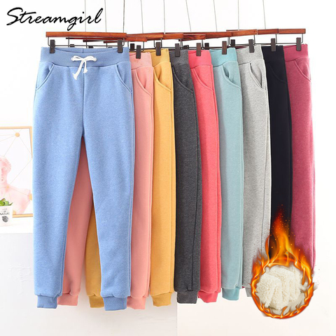 Winter Thick Plus Size Sweatpants Women High Waist Fleece Trousers Casual Pants For Women Winter Velvet Gray Women's Sweatpants ► Photo 1/6