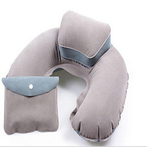 New Portable U Shape Air Inflatable Travel Pillow  Support Flocking PVC Neck Pillow for Airplane Travel Office Home Sleep ► Photo 1/6