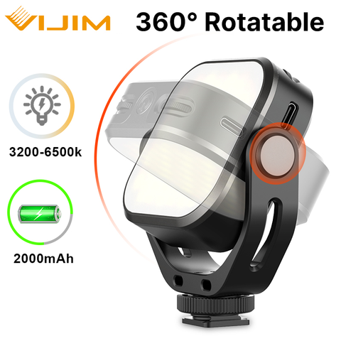 VIJIM VL66 360° Rotatable LED Video Light With Cold Shoe Built-in 2000mAh Battery 3200k-6500k Fill Light Camera Photography ► Photo 1/6