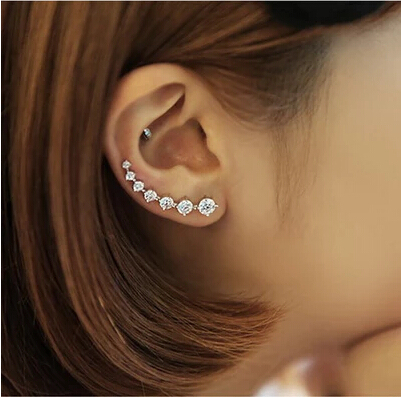Colorful Ear Cuff Earrings for Women Four-Prong Setting 7pcs CZ Crystals Rose Gold Color fashion Jewelry Xmas E527 E534 E548 ► Photo 1/6