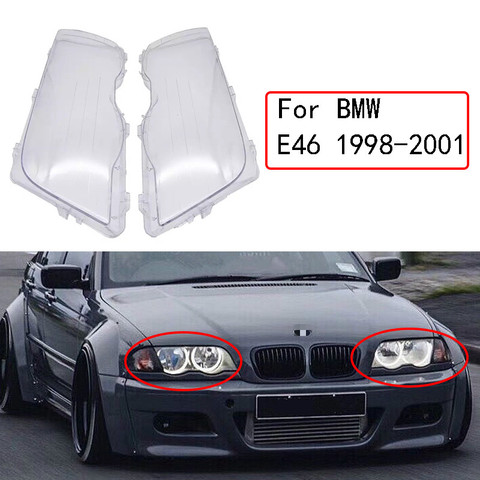 1 Pair Car Headlight Cover Lampshade Waterproof Bright Shell Cover For BMW E46 3 Series 4 Door 1998-2001 Lamp Clear Lens Cover ► Photo 1/6