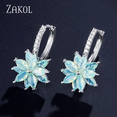 ZAKOL Cute Romantic Lovely Clear Stone Flower Convenient Simple Earrings Copper Cubic Zirconia For Women Party Jewelry FSEP2120 ► Photo 1/6