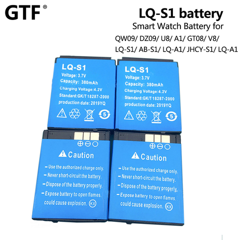 New LQ-S1 Smart Watch Battery 3.7v 380mAh Lithium Rechargeable Battery LQ-S1 Replacement for QW09 DZ09 W8 A1 V8 X6 SmartWatch ► Photo 1/5