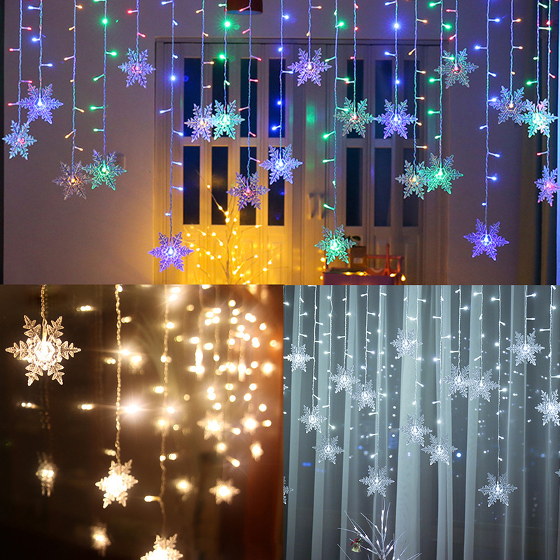 Snowflake LED Fairy String Lights Curtain Lights Party Christmas DIY Decor Gifts 