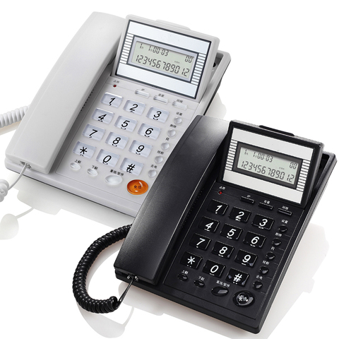 Tilt Display Corded Phone with Caller ID, Hands-Free Calling, Automatic IP, Wired Landline Phone for Home Hotel, White, Black ► Photo 1/4