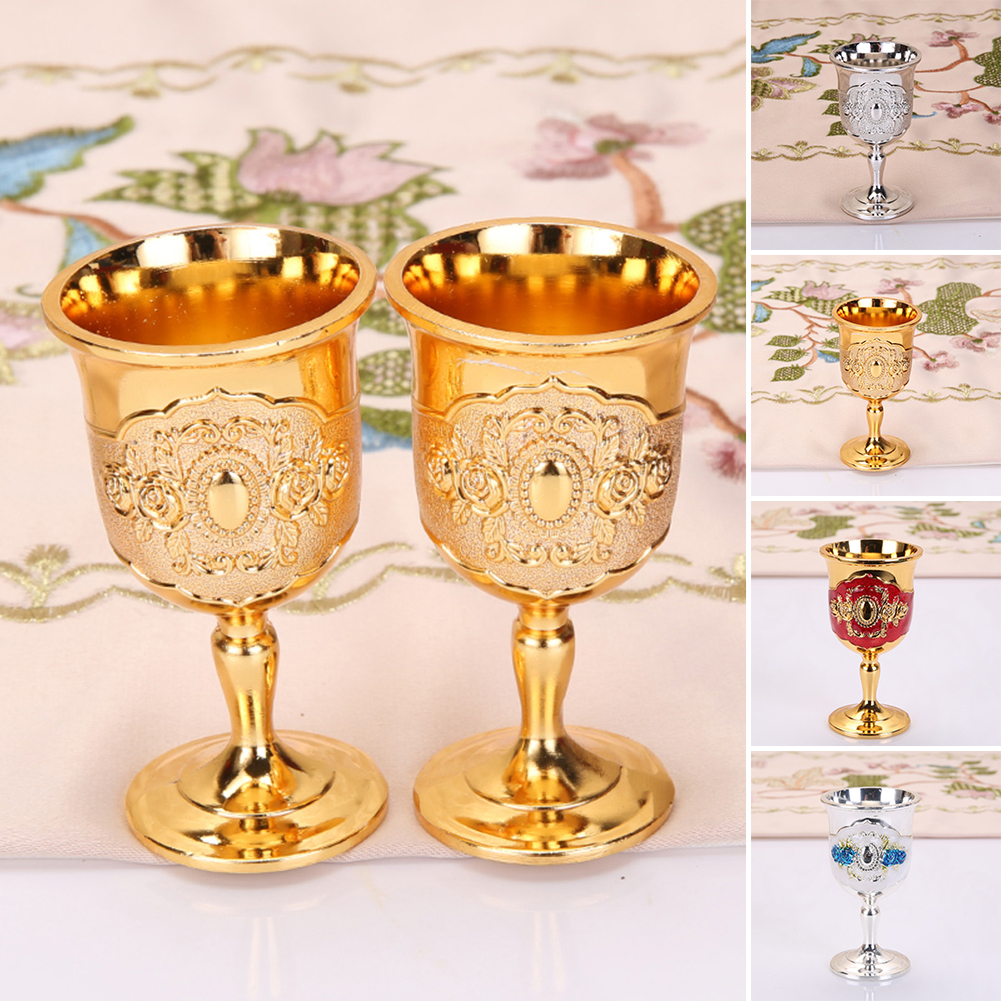 Retro Creative Small Beverage Wine Cup golden Goblet cup European Style Home Bar Propitiate Water Cup White Brass Copper ► Photo 1/6