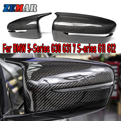 Carbon fiber Black/White Replacement Rearview Side Mirror Covers Cap For BMW G30 G31 G11 G12 G14 G15 8 7 5 Series 2022 ► Photo 1/6