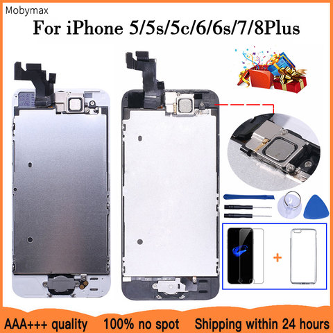 AAA+++ LCD Full Assembly For iPhone 5 5C 5S SE 6 7 8 Plus Touch Glass Display LCD Digitizer Replacement+Front Camera+Ear Speaker ► Photo 1/6