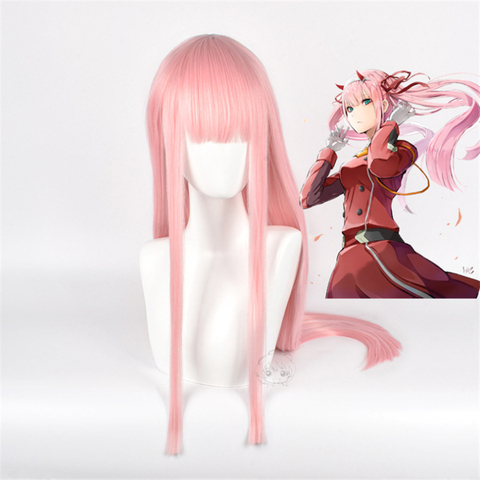 Anime DARLING in the FRANXX 02 ZERO TWO Long Wig Cosplay Wig Role Play Pink Color Cos Wig ► Photo 1/6