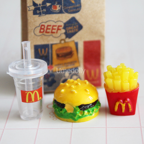 Cute 1/6 Miniature Dollhouse Mini Hamburger Coke French Fries Fast Food for Blyth Pullip Doll House Kitchen Accessories Toy ► Photo 1/6