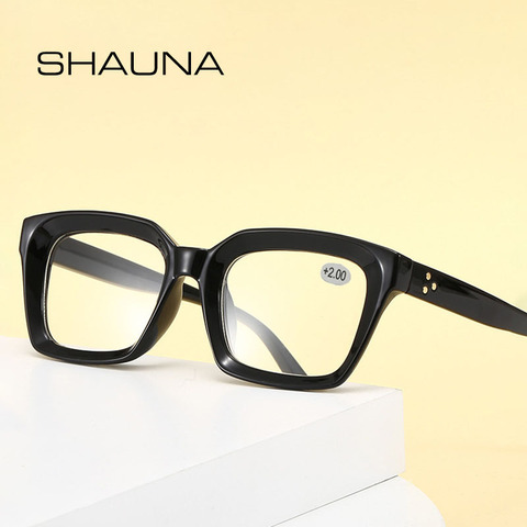 SHAUNA Blue Light Proof Retro Square Presbyopia Glasses Rivets Reading Glasses ► Photo 1/1