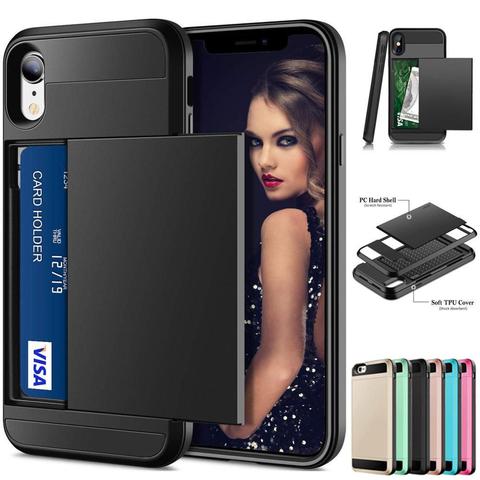 Hybrid Armor Case for iPhone 8 7 6 6S Plus Wallet Case Card Holder Shockproof Rubber Bumper Cover for iPhone X 10 6 6S Case ► Photo 1/6