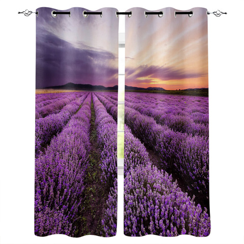 Plant Purple Lavender Flowers Dusk Window Treatments Curtains Valance Room Curtains Large Window Window Curtains Dark Window ► Photo 1/6