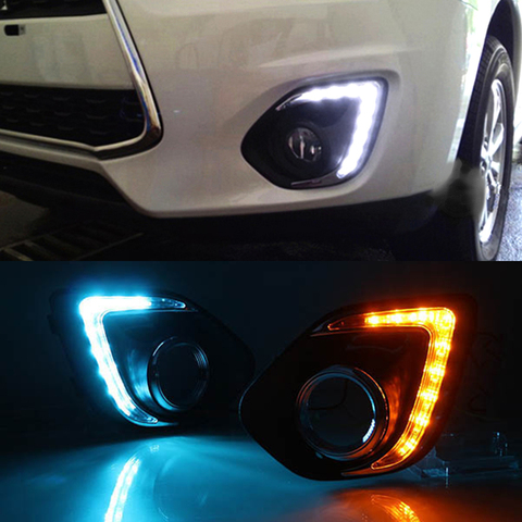 1 Pair LED DRL Daytime Running Lights Daylight Waterproof Fog Head Lamp white For Mitsubishi ASX 2013 2014 2015 ► Photo 1/6