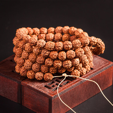 5/7/9mm Natural Rudraksha Mala 108 Beads Hindu Prayer Meditation Buddhist for Necklaces Meditation Practice Bracelet Accessories ► Photo 1/6