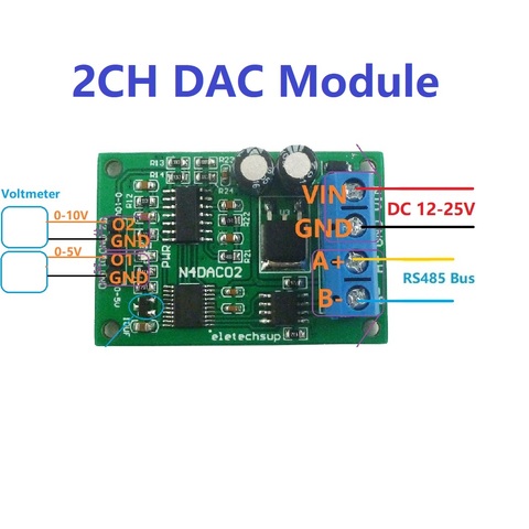 DC 12V 2CH DAC Module 0-5V 0-10V PWM to Voltage Analog Converter RS485 Modbus RTU Board ► Photo 1/6