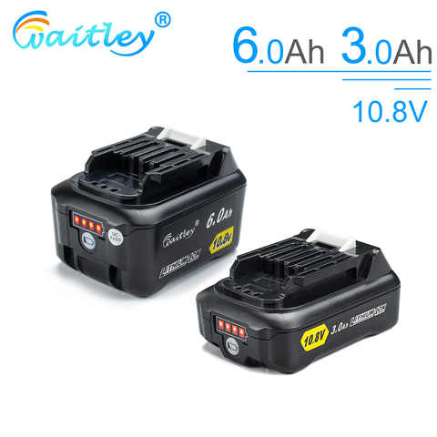 Waitley 10.8V 6.0Ah 3.0Ah lithium battery Rechargeable For Makita Power Tools 10V and 12V 6000mAh BL1040B 1015 1020B CXT Series ► Photo 1/6