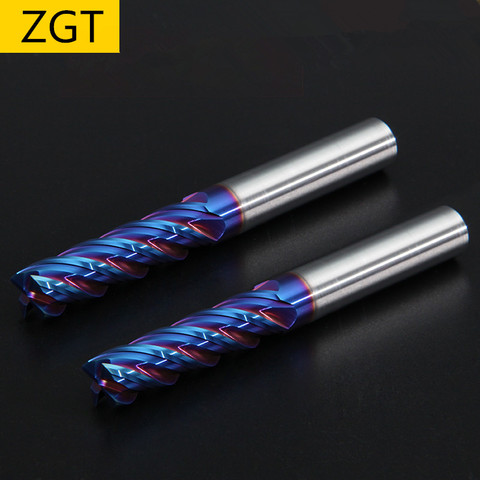 ZGT Endmill Cutting HRC65 4 Flute 4mm 5mm 6mm 8mm 10mm Metal Cutter Alloy Carbide Milling Tungsten Steel Milling Cutter End Mill ► Photo 1/6