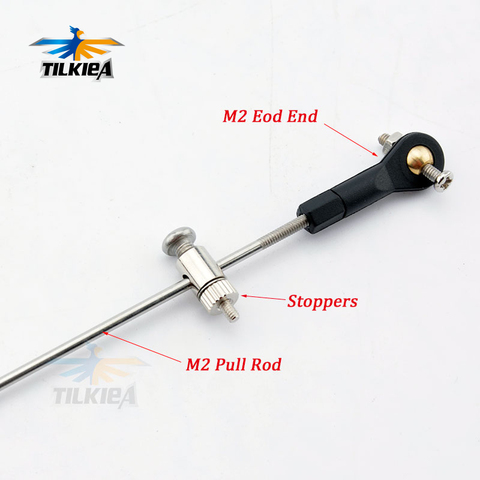1 Pcs RC Model Boat Push Rod Kit Include M2 Plastic Rod End + Stoppers + M2 Pull Rod L100/150/200/250/300mm For Rc Boat Servos ► Photo 1/6