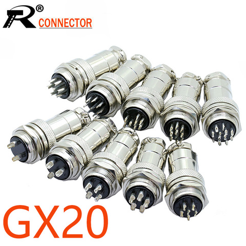 10sets GX20 Aviation Connector Male & Female 2/3/4/5/6/7/8/9/10/12/14 Pin Diameter 20mm Aviation Plug Socket Circular Connector ► Photo 1/6