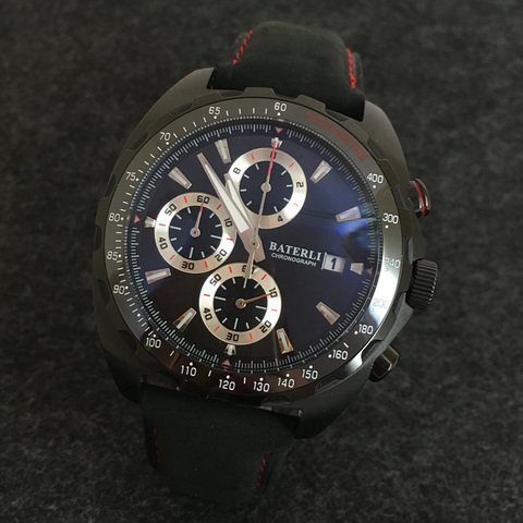 Original Brand Men's Miyota VK Chronograph Watch Black Steel Case And Ceramic Bezel Quartz Fashion Boys Man Clock ► Photo 1/6