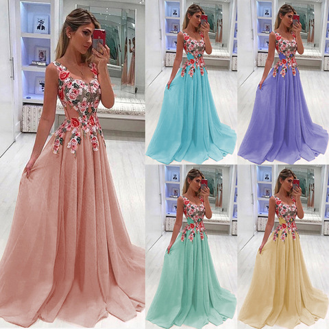 2022 AliExpress Wish Hot Selling Princess Dress Printed Dress Cross-Border Supply Maxi Dress MI0746 ► Photo 1/5