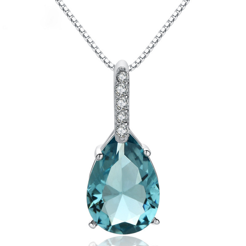 New 2022 Pure Natural Blue Topaz Pendant S925 Carat Necklace Colgantes Wedding Pendant for women dropshipping ► Photo 1/6