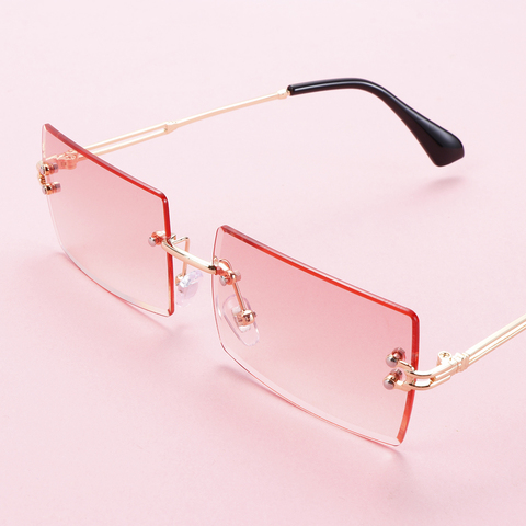 Fashion Popular Rimless Small Rectangle Sunglasses Women Men 2022 Shades Alloy Metal Glasses UV400 Eyewear ► Photo 1/6