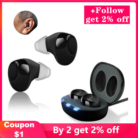 Like bluetooth headset portable fast rechargeable hearing aid audiphone sound amplifier Deaf Old man elderly a pair ► Photo 1/6