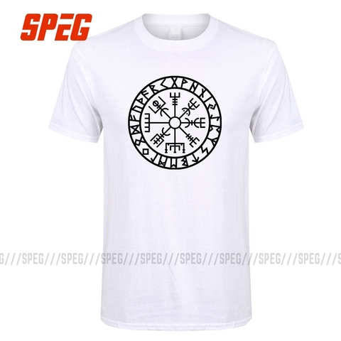 Men Tee Vegvisir Futhark Runes Navigator Viking Valhalla Odin Men Crew Neck Short Sleeve T Shirts Crazy Adult T-Shirt Designs ► Photo 1/6