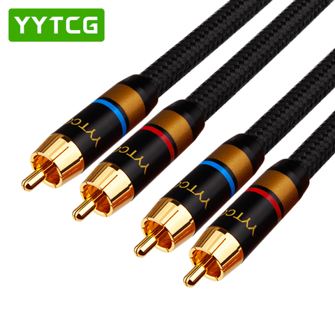 High Quality 6N OFC line Male-Male 2RCA audio Cable 4 RCA Plug connector TV DAC signal wire professional for AMP DVD player ► Photo 1/6