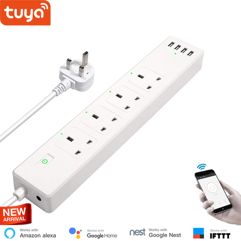 Tuya smart life UK Standard WiFi Smart Power Strip with 4 Socket 4 USB Port, WiFi timer ,Voice Control by Google Home , Alexa ► Photo 1/1