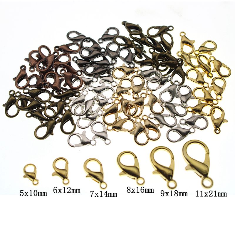 20 Pcs 10 12 14 16 18 21mm Lobster Clasps Hooks for Necklace Bracelet Chain DIY 
