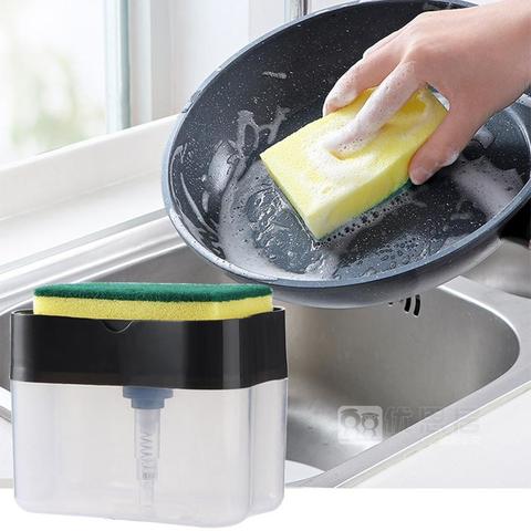 2 in 1 Kitchen Soap Dispenser with Sponge Holder Liquid Soap Pump