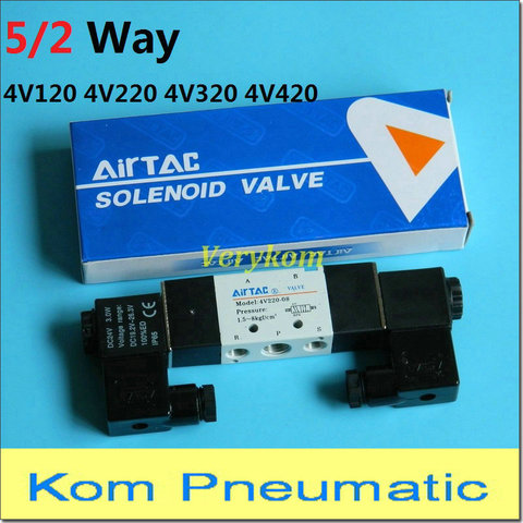 Free Shipping Pneumatic Airtac Type 5/2 Way Double Solenoid Valve 4V220-08 4V320-10 5 Port 2 Position 12V DC 24V AC 110V 220v ► Photo 1/6