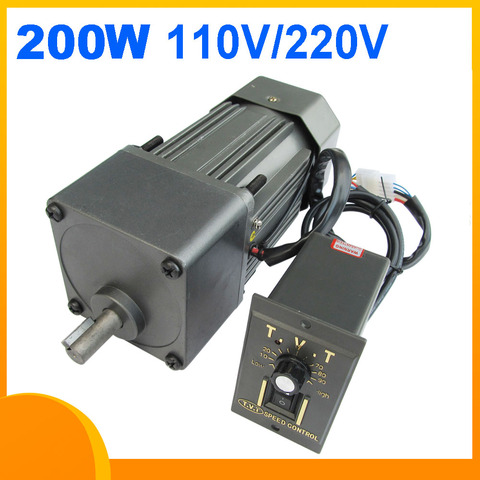 200W AC 110V 220-240V 50/60HZ low speed electric geared reducer motor with speed  controller adjustable CW CCW printing industry - Price history & Review